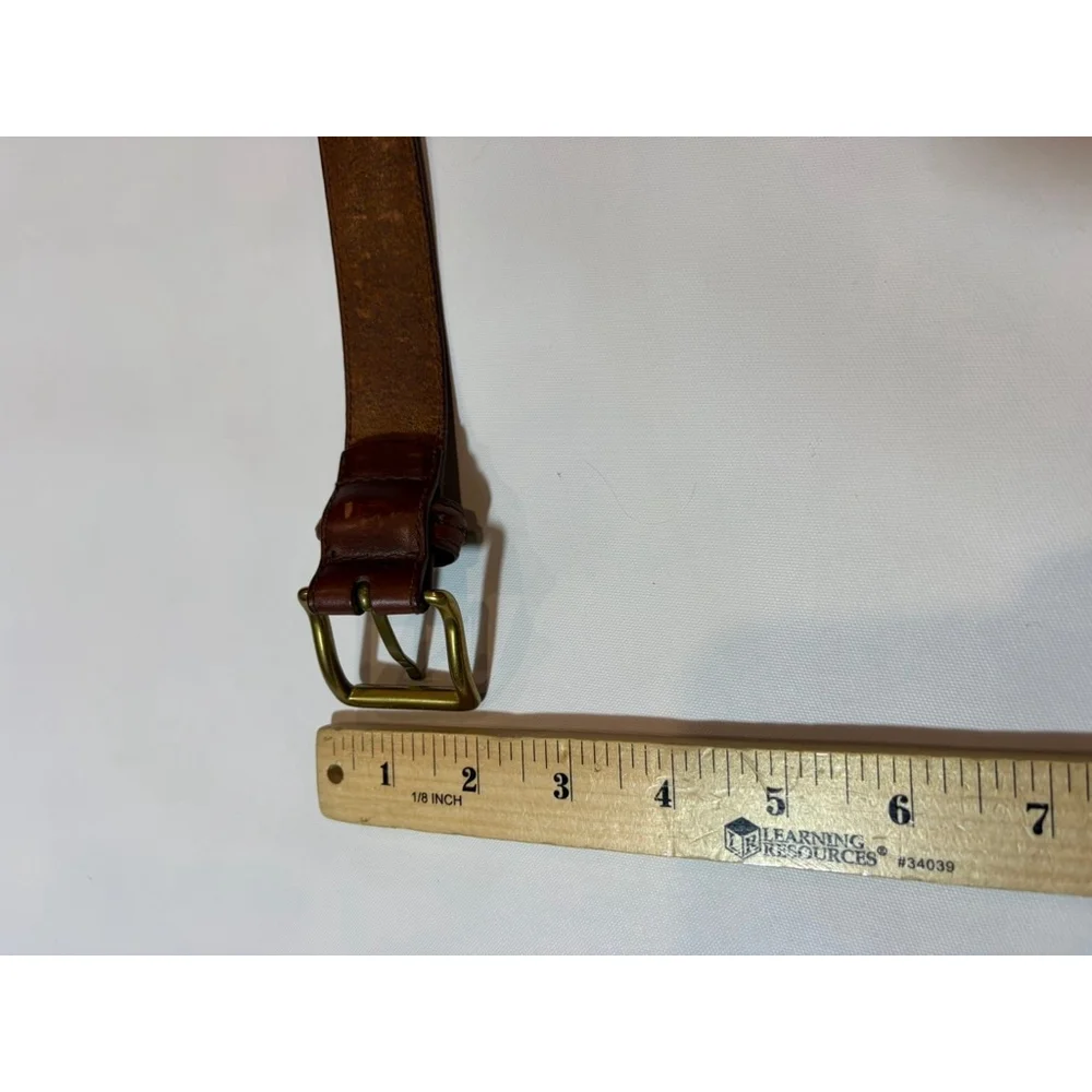 John Henry Brown Leather Belt Brass Buckle Vintage Size 44